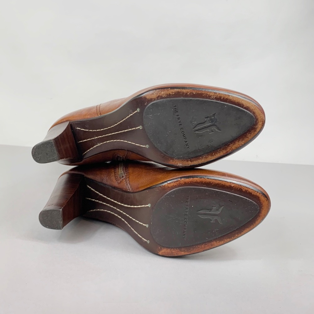 FRYE Leather Miranda Zip Boots in Cognac - Picture 6 of 10